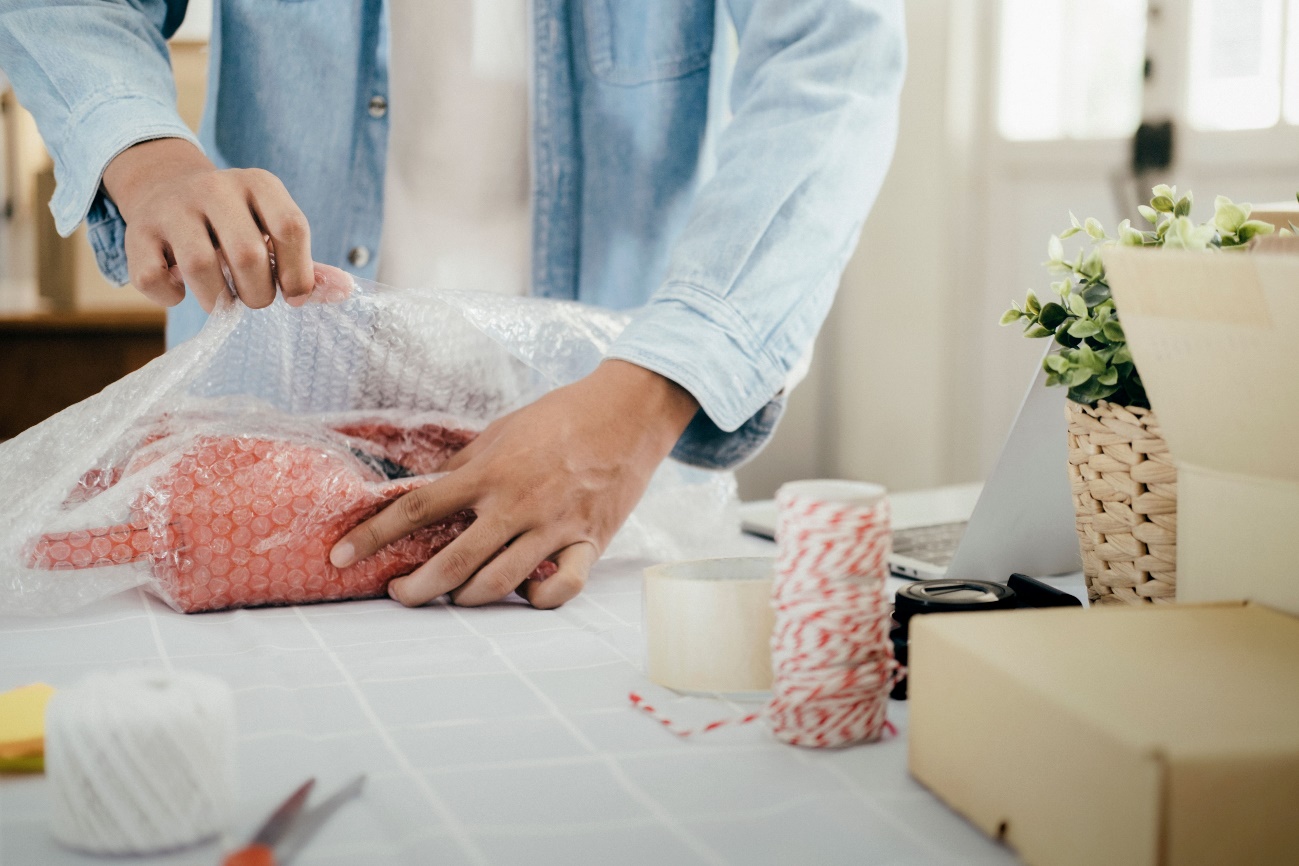 Uso de plástico bolha para proteção de produtos
